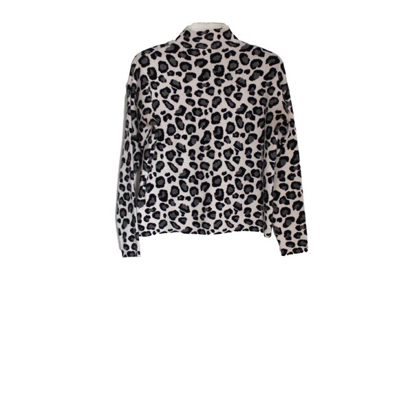 Tahari Sweater Mock Neck Black White & Gray Leopard Print Size Small - Picture 2 of 3